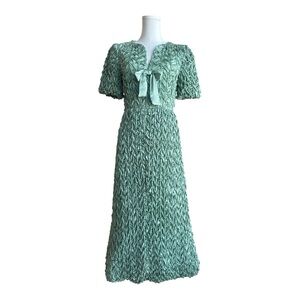 FFF33 Green texted print dress with bow detail size small